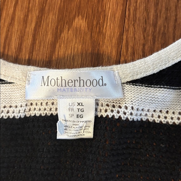 Motherhood maternity white black striped knit sweater lightweight draw string XL - Picture 10 of 10